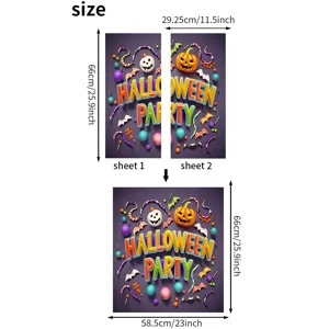 Detail view of waterproof Halloween pumpkin dishwasher stickers with sizing dimensions