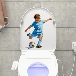 Wasserdichter PVC Toilettenaufkleber mit einem Aquarellfußballer für das Badezimmer