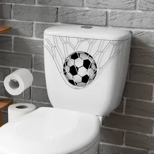 Detail von 3D-Fußball im Netz wasserdicht selbstklebender dekorativer Toilettenaufkleber