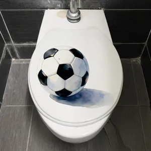 Watercolor soccer ball waterproof self-adhesive toilet seat sticker decoration