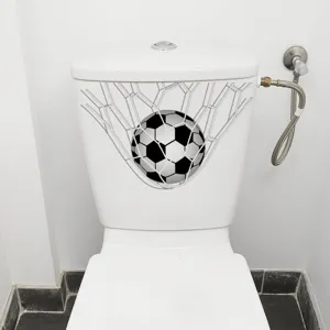 3D Fußball und Netz wasserdichter selbstklebender WC-Spülkasten Aufkleber für Bad-Deko