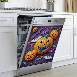 Halloween vaatwasser sticker met pompoenen en vleermuizen keuken decoratie