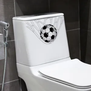 Wasserdichter, selbstklebender Toilettenaufkleber mit 3D-Fußball und Netz für das Bad.