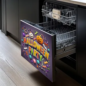 Spooky Halloween party pumpkin bat theme PVC waterproof dishwasher sticker cover decor