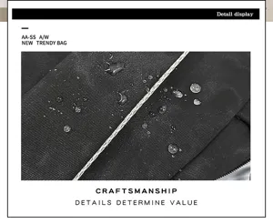Detail macro view of water-resistant fabric texture on black outdoor chest bag