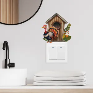 Adesivo murale decorativo con tacchino cartone animato per interruttore di luce