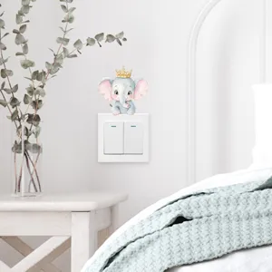 Simpatico adesivo da parete con elefante ad acquerello per interruttore in camera da letto
