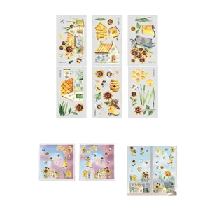Vue détaillée de 36 autocollants de fenêtre tournesol statiques, dimensions et double face