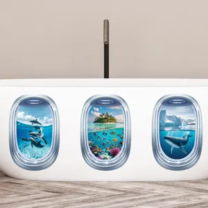 Λεπτομέρεια από 3D αδιάβροχα αυτοκόλλητα μπανιέρας με θαλάσσια θέματα φαλαινών