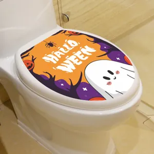 Dettaglio dell'adesivo per coperchio del water fantasma di Halloween in PVC impermeabile bianco