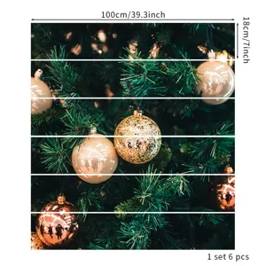 Detailed view of Christmas 3D staircase stickers showing dimensions and 6-piece set