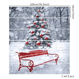 Kerst 3D sneeuwscène trapstickers set van 6 stuks met afmetingen 100x18 cm details overzicht