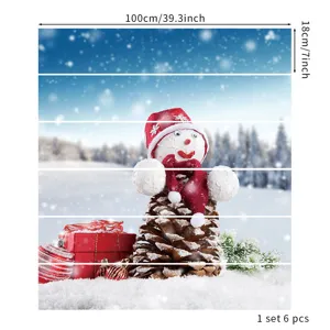 Dimensioni dettagliate del set di 6 adesivi per scale 3D con pupazzo di neve Natale