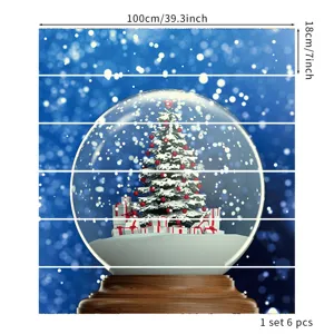 Christmas snow globe 3D staircase stickers set of 6 pieces, measuring 100x18cm per strip