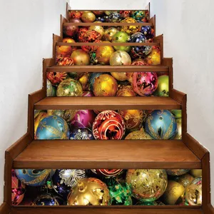 Adesivi 3D con palline di Natale rimovibili per la decorazione dei montanti delle scale