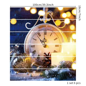 Christmas 3D stair decals set of 6 strips with vintage clock and candle design