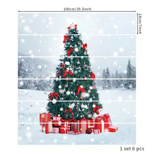 Kerstboom en sneeuwscène 3D-trapstickers, set van 6 stuks, afmetingen 100 cm x 18 cm