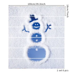 Detail view of 3D Christmas snowman stair stickers measuring 100x18cm per piece.