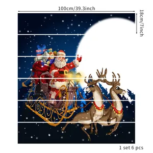 Detailweergave van 6-delige kersttrapstickers met de kerstman en afmetingen in beeld.