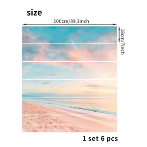 Detailed dimensions for 6-piece beach sunset 3D self-adhesive staircase stickers set