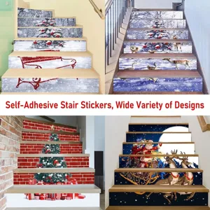 3D Kerst Trapstickers Zelfklevende PVC Sneeuwscène Muurstickers Voor Huis Renovatie Vrolijk Kerstfeest Feest Decoratie
