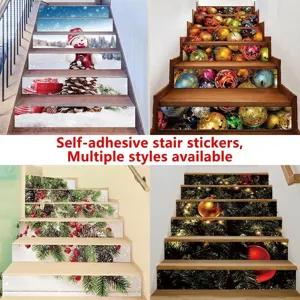 Adesivi Natalizi 3D per Scale Autoadesivi Impermeabili in PVC Decalcomanie Murali per Decorazione Scale Murale Festivo