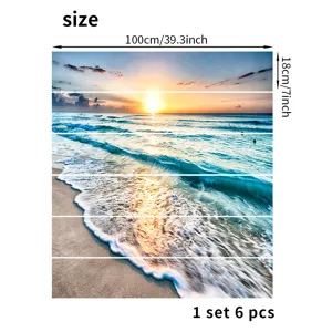 Detailed size specifications for beach sunset 3D staircase stickers set of 6 pieces