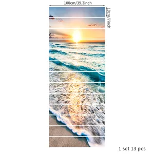 Set of 13 pieces 3D beach sunset landscape self-adhesive stair stickers 100x18cm