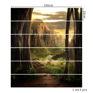 6pcs set of 3D landscape stair stickers with 100x18cm dimensions for home decor