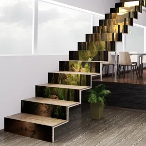 3D self-adhesive forest landscape stair stickers for interior home decoration and renovation