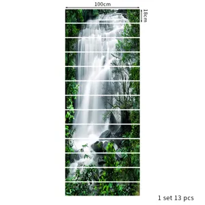 Set of 13 pieces 3D waterfall staircase stickers with 100cm width and 18cm height.