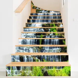 3D waterfall scenery self-adhesive staircase stickers for home decoration