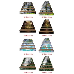 Creative 3D landscape waterfall staircase stickers self-adhesive home decor 6 or 13 pcs