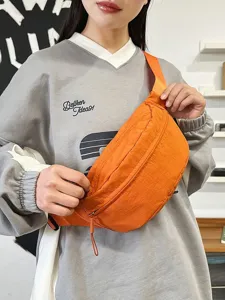 Minimalistische Sportliche Nylon Gürteltasche Für Damen Herren Kleine Bonbonfarbene Brusttasche Lässige Umhängetasche