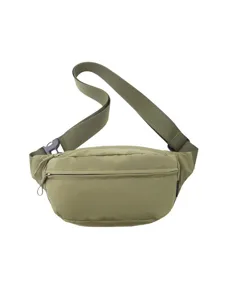 Minimalistische olivgrüne Sport-Bauchtasche und Umhängetasche für Damen und Herren.