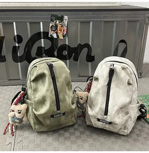 Casual outdoor tie-dye chest bag with a bear charm and vertical front zipper design