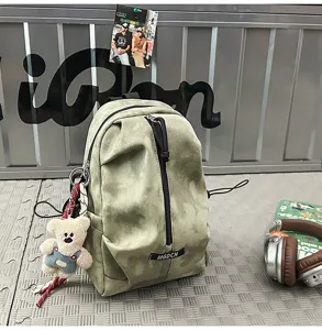 Casual tie-dye outdoor cycling chest bag with cute bear plush pendant detail and MGDCH label