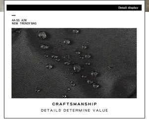 Vue macro de la texture du tissu imperméable sur le sac à dos d'écolier noir minimaliste