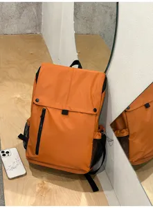 Sac à dos orange imperméable style moto à grande capacité pour l'école et les voyages