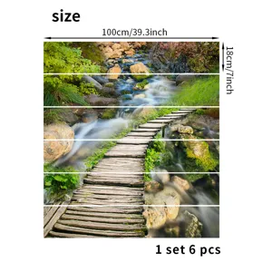 6 pieces set of 3D scenery staircase stickers with dimensions 100cm by 18cm each