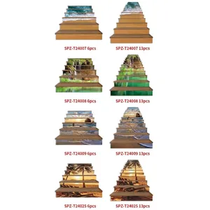 3D landscape staircase stickers self-adhesive scenery decals for home renovation projects