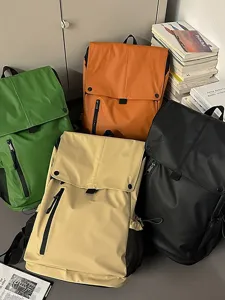 Sac à dos étudiant imperméable à grande capacité avec rabat en plusieurs couleurs