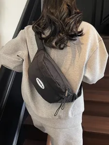 Unisex Streetwear Segeltuch Brusttasche Lässig Workwear Motorrad Crossbody-Tasche Einfarbig Nähte Buchstaben-Patch Umhängetasche