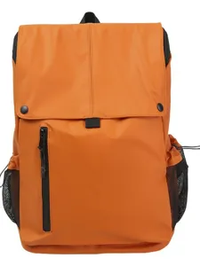 Sac à dos étanche orange minimaliste avec fermeture à rabat et grande capacité