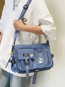 Women Cool Workwear Messenger Bag Nylon Crossbody Bag Large Capacity Student School Bag Casual Travel Shoulder Bag