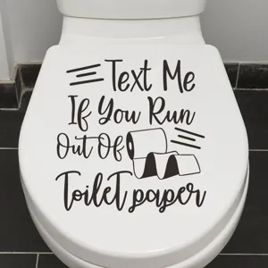 Funny removable English quote toilet lid decal sticker with toilet paper roll illustration