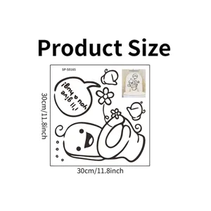 Dimensions for the 30cm square cartoon toilet sticker featuring 'I'll give you a hug' text