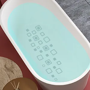 Macro view of geometric pattern waterproof anti-slip bathtub stickers in light blue water