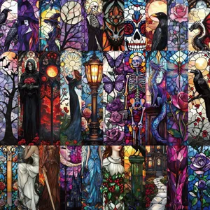 Gothic Stained Glass Window Pattern Paper Bookmarks Set For Reading DIY Scrapbooking Decorative Cartoon Bookmarks For Students Book Lovers