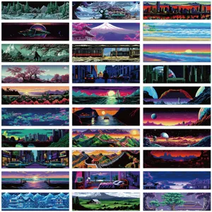 Σετ 30 ρετρό σελιδοδεικτών pixel art με θέματα από τοπία, το διάστημα και τη φύση